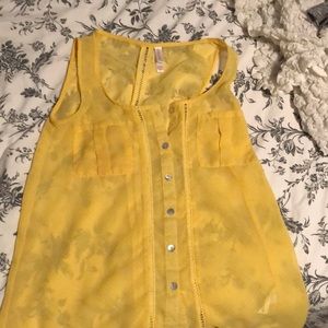 Size XS yellow xhilaration button down tank top